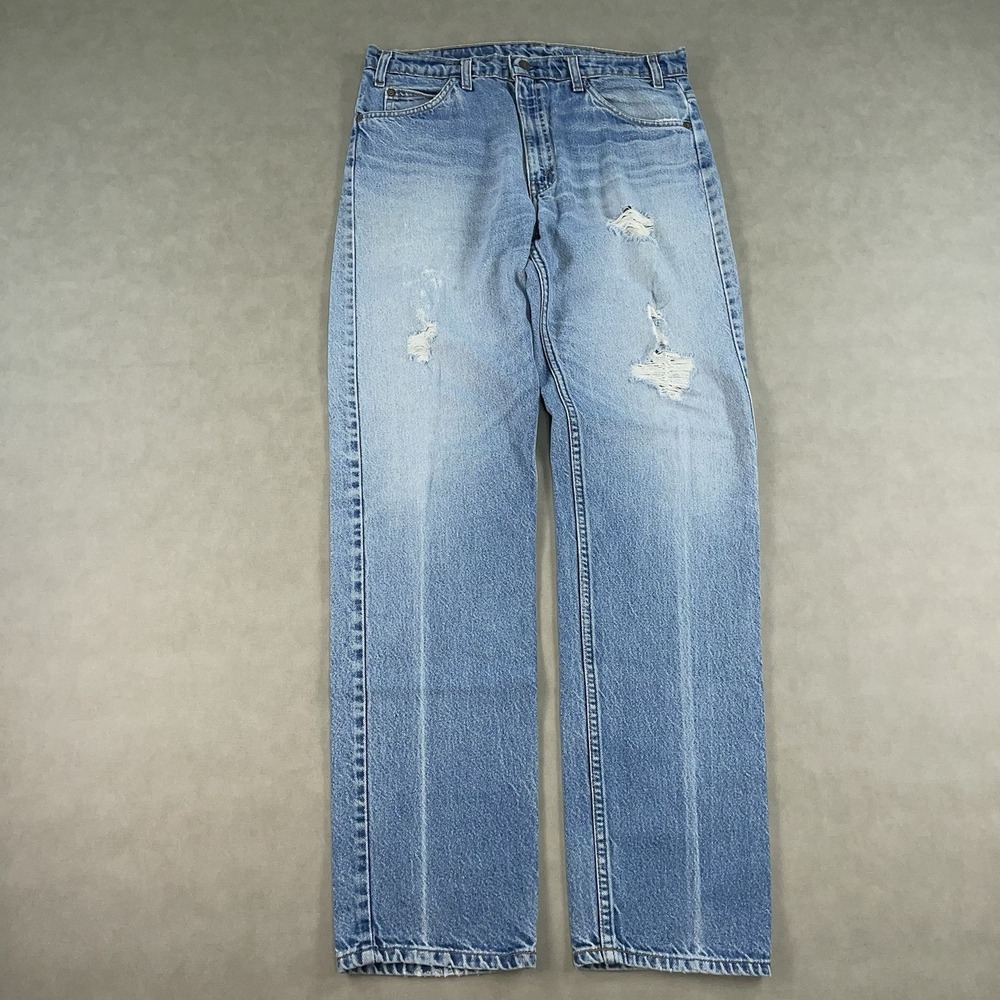 Vintage Levis 505 Jeans Mens 34x34 Orange Tab Thrashed Distressed 90s Whiskered